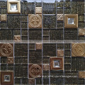 Black and Golden color Glass stainless bali Mirror mosaic wall tiles in Foshan WM18
